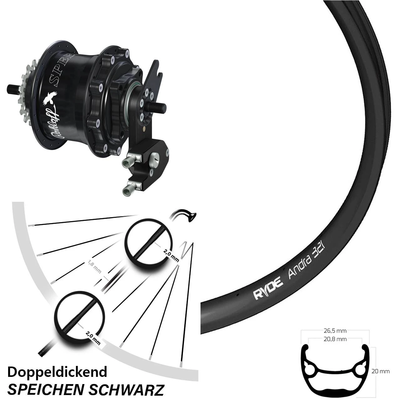 Ryde Andra 321 Hinterrad 28 Zoll Rohloff Speedhub 500/14 TS DB OEM2