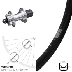 26 Zoll Hinterrad KX-E Nabe Silbern-eloxiert 5x135 Mm 6-Loch 11-fach Ryde Andra 30 Disc