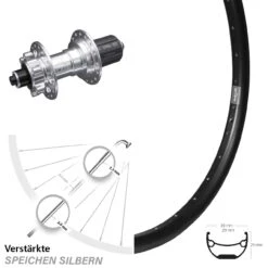 Ryde Andra 29 Hinterrad 26 Zoll Mit KX-E Nabe Silbern-eloxiert 5x135 Mm 6-Loch Verstärkt