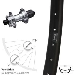 27,5+ Zoll Hinterrad Ryde Rival 35 Disc Mit KX-E Silbern Eloxiert 12x142 Mm