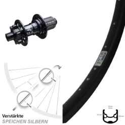 KX-E Nabe Schwarz 12x142 Mm 6-Loch 11-fach Ryde Andra 30 Disc Hinteres Rad 28-29 Zoll