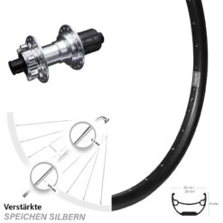 Hinterrad Ryde Andra 29 Zoll KX-E Nabe Silbern-eloxiert 12x142 Mm 6-Loch 11-fach Verstärkt