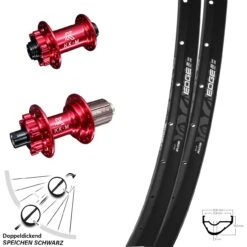 29 Zoll Laufradsatz KX-M Rot Eloxiert Ryde Edge M22 15x100 12x142 Mm