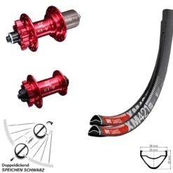 Dt-swiss 29er Laufradsatz DT Swiss XM 421 Nabe KX-M Rot-eloxiert Schnellspanner MTB All Mountain