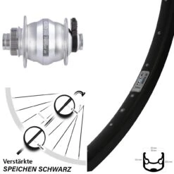 Nabendynamo Steckachse Silbern Ryde Andra 30 Disc 26 Zoll Shutter Precision 15x100 Mm