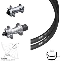 Ryde Andra 321 Laufradsatz Verstärkt 28-29 Zoll KX-E Naben Silbern-eloxiert