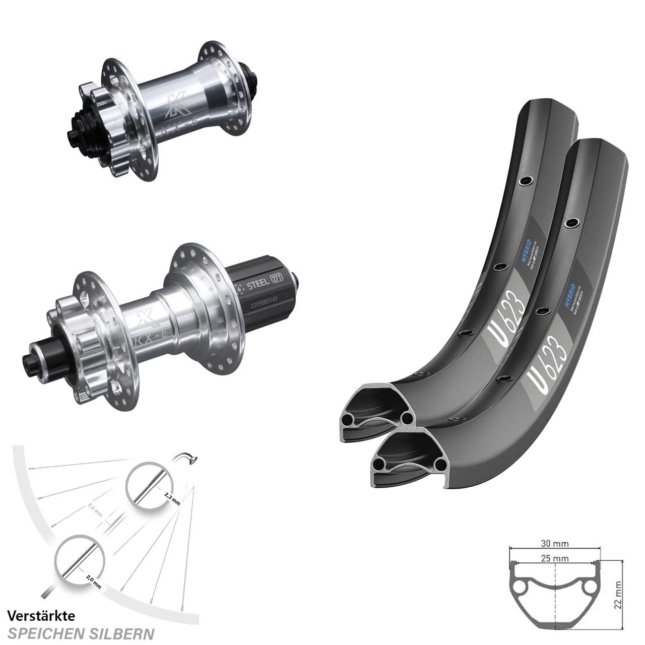 Dt-swiss DT Swiss U 623 29 Zoll KX-E Naben VerstÀrkt Silbern Laufradsatz E-Bike