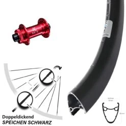 28 Zoll Vorderrad Ryde Dutch 19 Disc Mit KX-G Nabe Rot-eloxiert 12x100 Mm