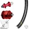 28-29 Zoll Laufradsatz Steckachse Nabe KX-G Rot-eloxiert 11-fach Centerlock Mavic A 1022