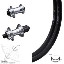Laufradsatz Verstärkt 26 Zoll KX-E Nabe Silbern 6-loch Steckachse 100x142 Mm Ryde Andra 40