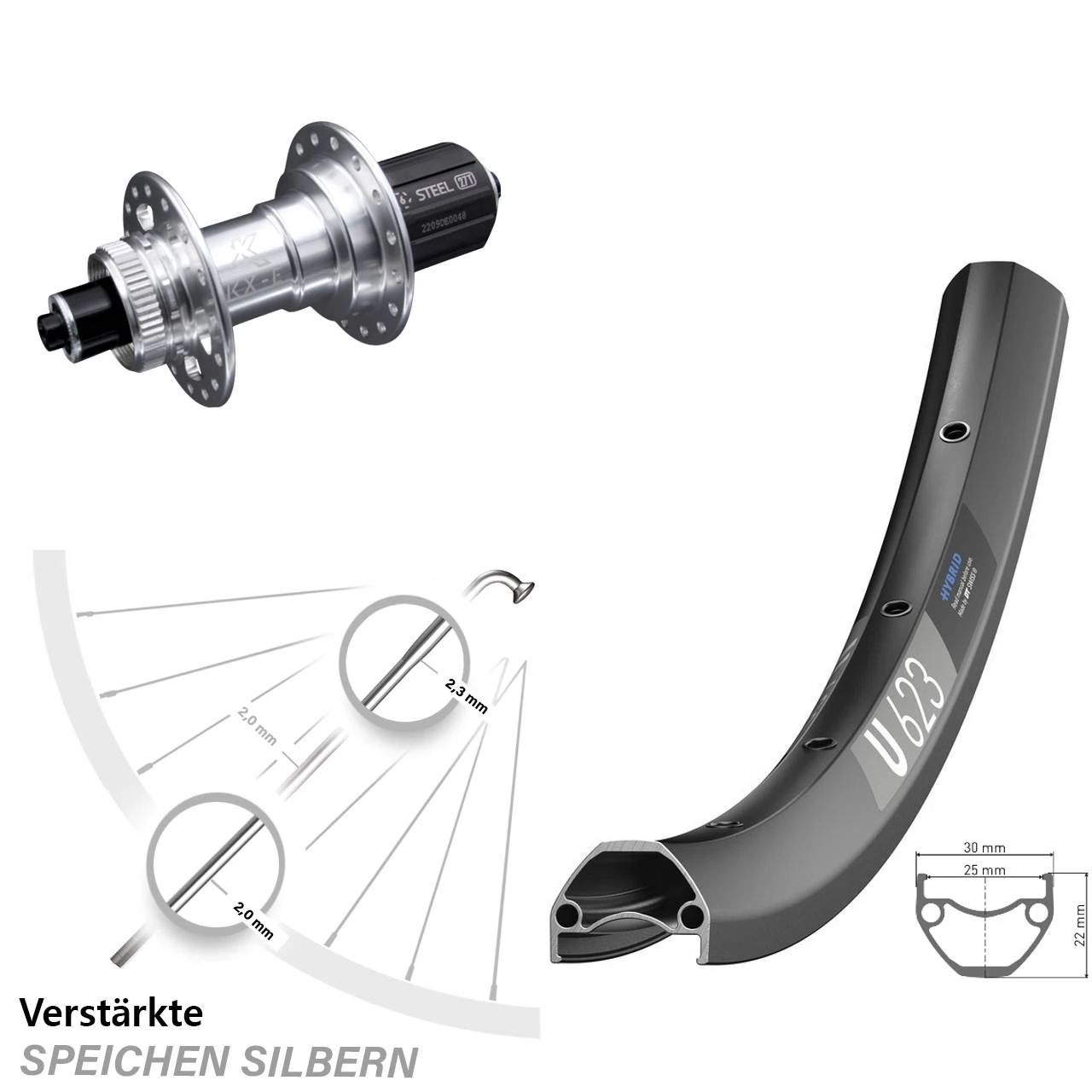 Dt-swiss 29 Zoll Hinterrad DT Swiss U 623 Disc Mit KX-E Nabe Silbern 5x135 Mm Centerlock