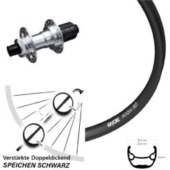 27,5 Zoll Hinterrad Ryde Andra 321 KX-E Silbern-eloxiert 12x142 Mm Centerlock