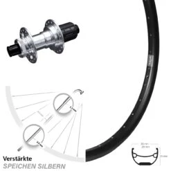 KX-E Nabe Silbern-eloxiert Ryde Andra 29 Hinterrad 26 Zoll Für Steckachse