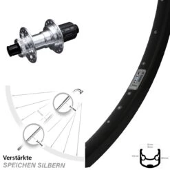 28-29 Zoll Hinterrad KX-E Nabe Silbern-eloxiert 12x142 Mm Ryde Andra 30 Disc