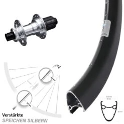 28-29 Zoll Hinterrad Ryde Dutch 19 KX-E Nabe Silbern-eloxiert 12x142 Mm