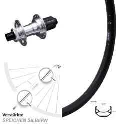 27,5 Zoll Hinterrad KX-E Nabe Silbern-eloxiert 12x142 Mm 11-fach Ryde Andra 40 Disc