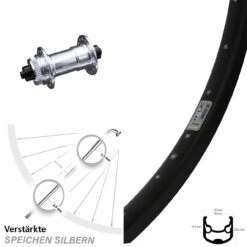 28-29 Zoll Vorderrad KX-E Nabe Centerlock 5x100 Mm Silbern Eloxiert Ryde Andra 30 Disc