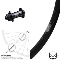 26 Zoll Vorderrad KX-E Nabe 15x100 Mm Schwarz Ryde Andra 30 Disc Centerlock