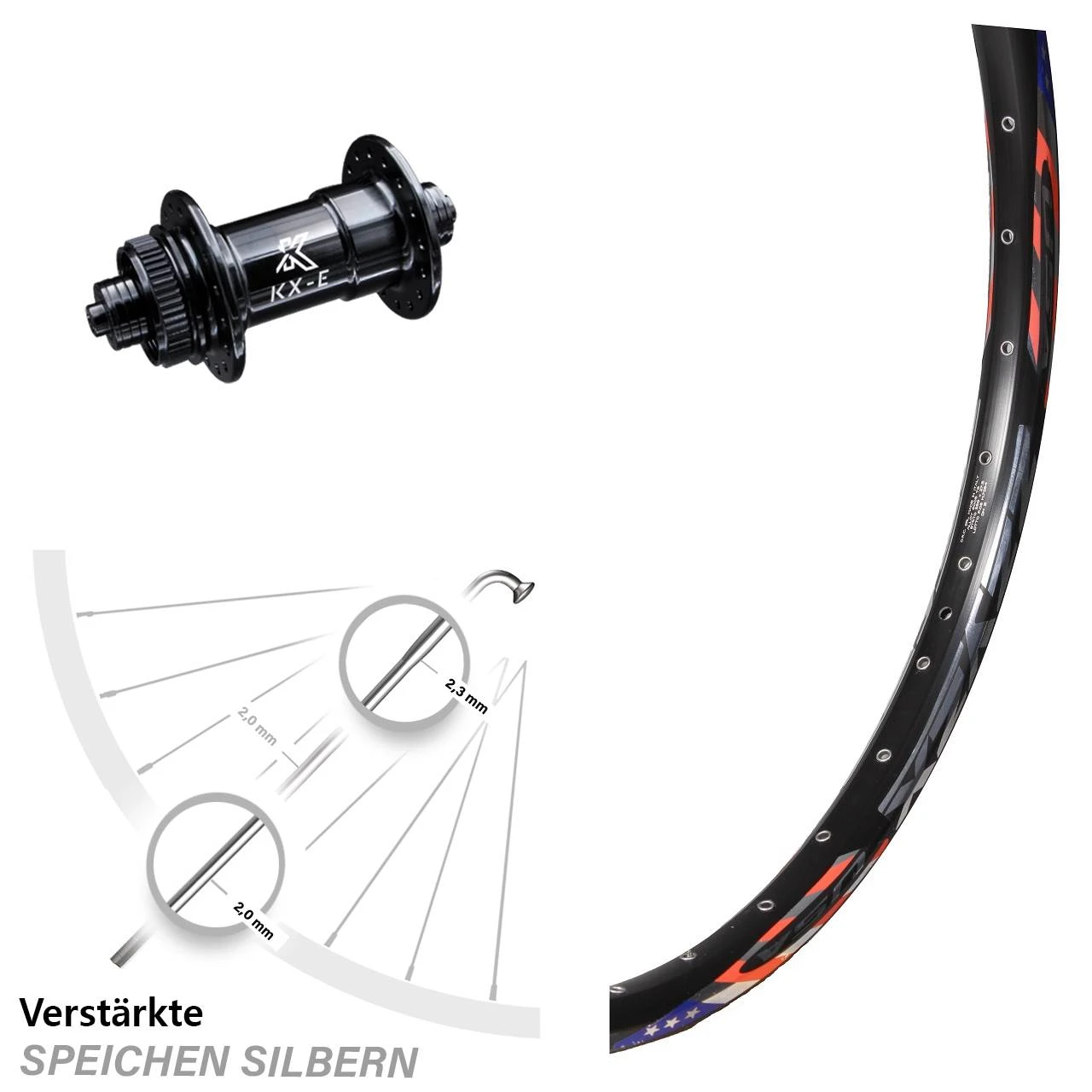 26 Zoll Vorderrad KX-E Nabe Centerlock 5x100 Mm Schwarz DRC 28-559 ETRTO