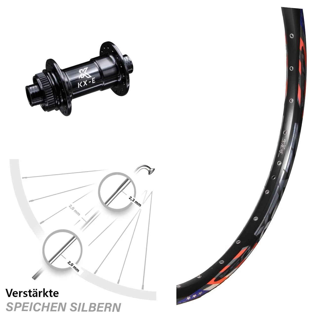26 Zoll Vorderrad KX-E Nabe Centerlock 15x100 Mm Schwarz DRC 28-559 ETRTO