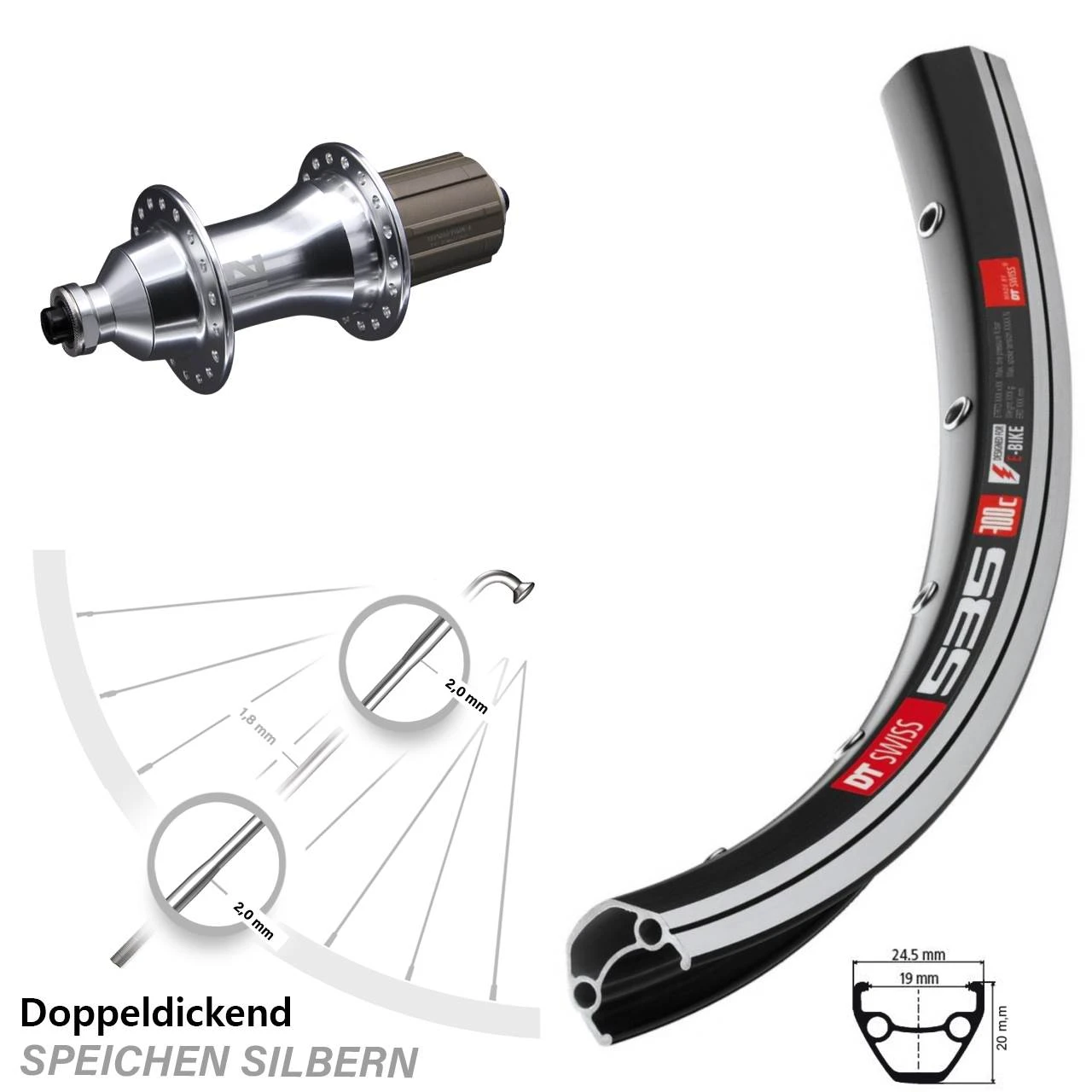 Dt-swiss DT Swiss 535 Hinterrad 26 Zoll Novatec 162 HR