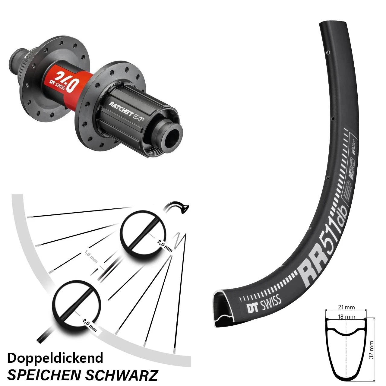Dt-swiss 28 Zoll Hinteres Rad DT Swiss RR 511 DB Mit 240 EXP Road Centerlock 142/12 Nabe