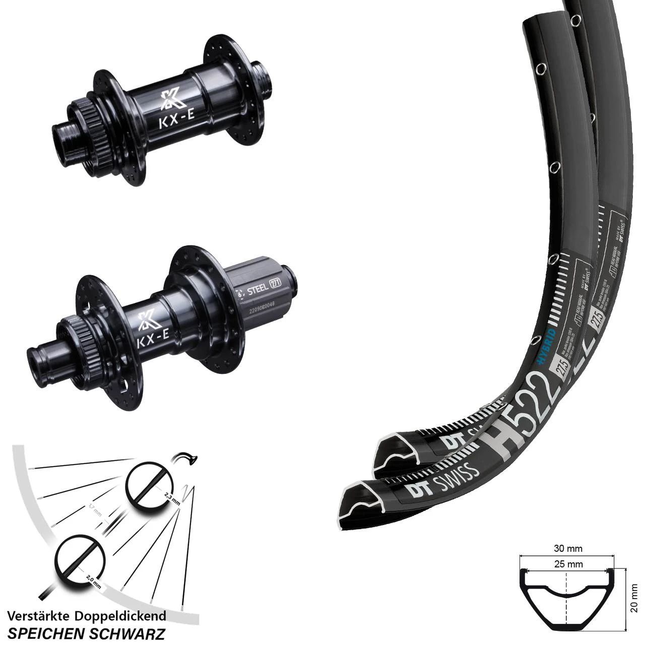 Dt-swiss 29 Zoll DT Swiss H 522 Laufradsatz VerstÀrkt KX-E Nabe 11-fach Steckachse