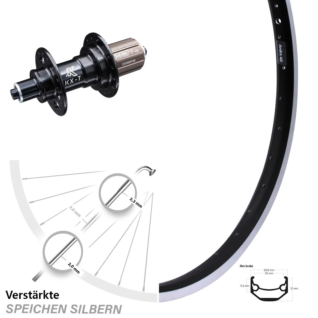 27,5 Zoll Hinterrad Ryde Andra 40 KX-T 135 Mm Nabe