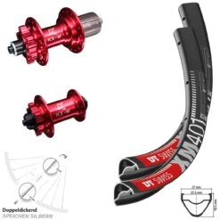 Dt-swiss 29 Zoll Laufradsatz DT Swiss XM 401 MTB Nabe KX-M Rot-eloxiert 6-loch Disc Schnellspanner