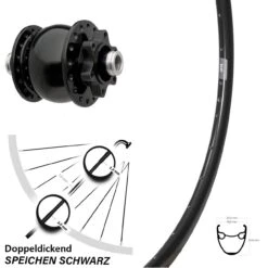 28 Zoll Vorderes Rad Mit Nabendynamo Ryde DP 19 Road Disc SON 28-12 Steckachse 6-loch