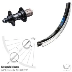 26 Zoll Hinterrad KX-T Nabe 135 Mm Exal SP 19 Felgenbremse