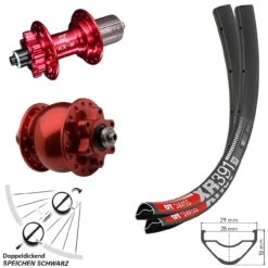 Dt-swiss DT Swiss XR 391 Laufradsatz 29 Zoll Dynamo SON 28 Rot Eloxiert KX-M 6-loch Schnellspanner