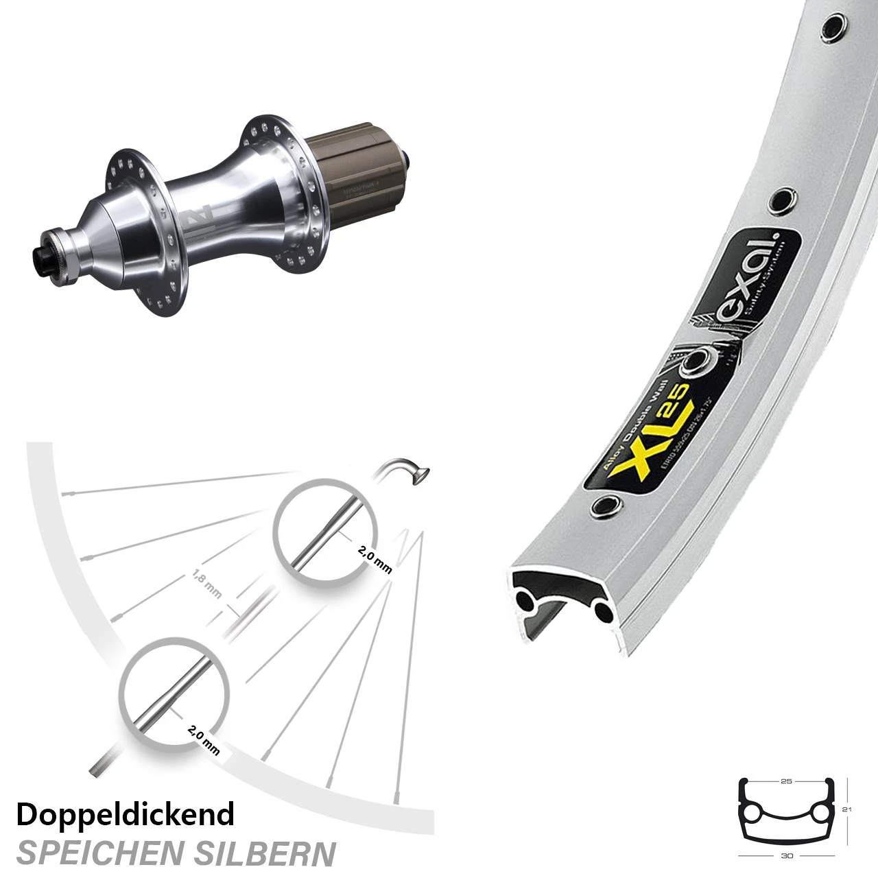 26 Zoll Hinterrad Novatec 5x135 Mm Silbern Exal XL 25