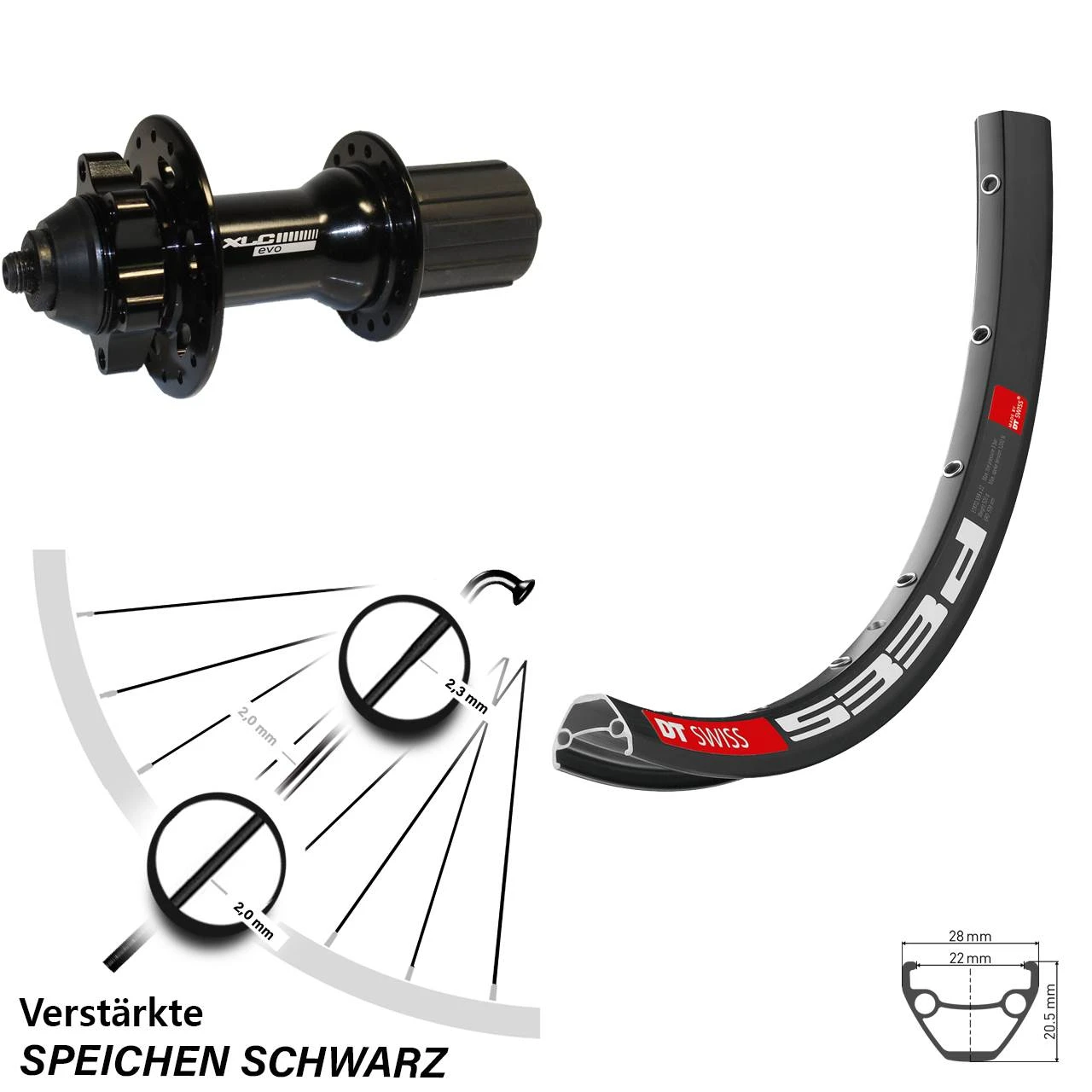 Dt-swiss DT Swiss 533D Hinterrad 27,5 Zoll Mit XLC Evo Nabe 8-11-fach Schwarz