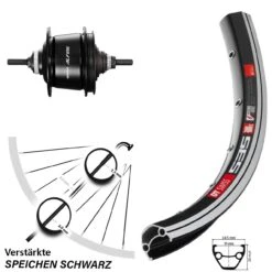 Dt-swiss Fahrrad Hinterrad 28 Zoll DT 535 Shimano Alfine 8-Gang Schwarz