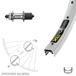 Hinterrad 26 Zoll Exal XL 25 Silbern Shimano Centerlock Schnellspanner