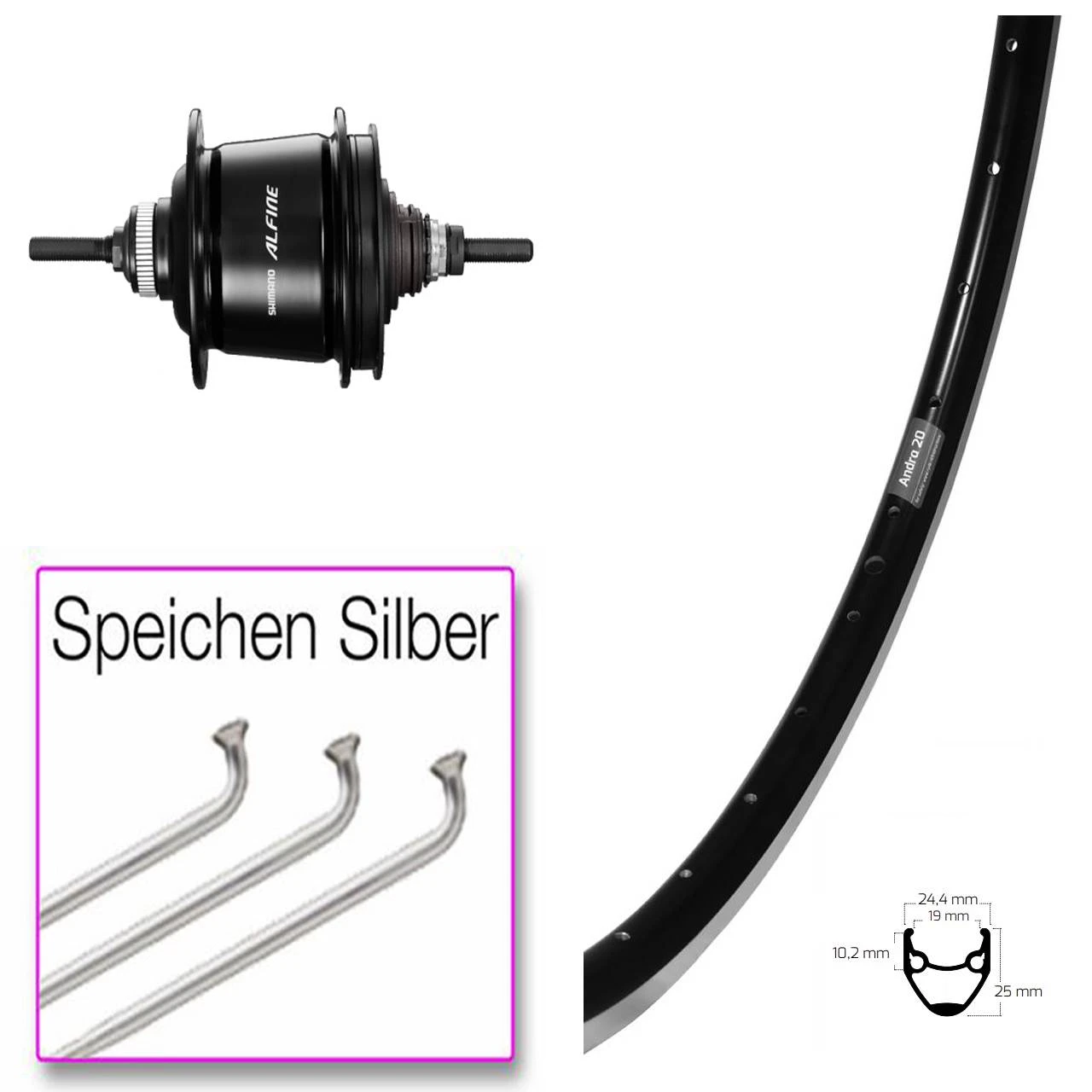 Hinterrad 28 Zoll Ryde Andra 20 Shimano Alfine 8-Gang