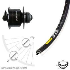 Nabendynamo Vorderrad 28 Zoll Mavic A 319 Shimano DH3D72 Schwarz