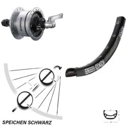 Nabendynamo Vorderrad Fahrrad 26 Zoll Shimano DH3D72 Exal BE21 Schwarz