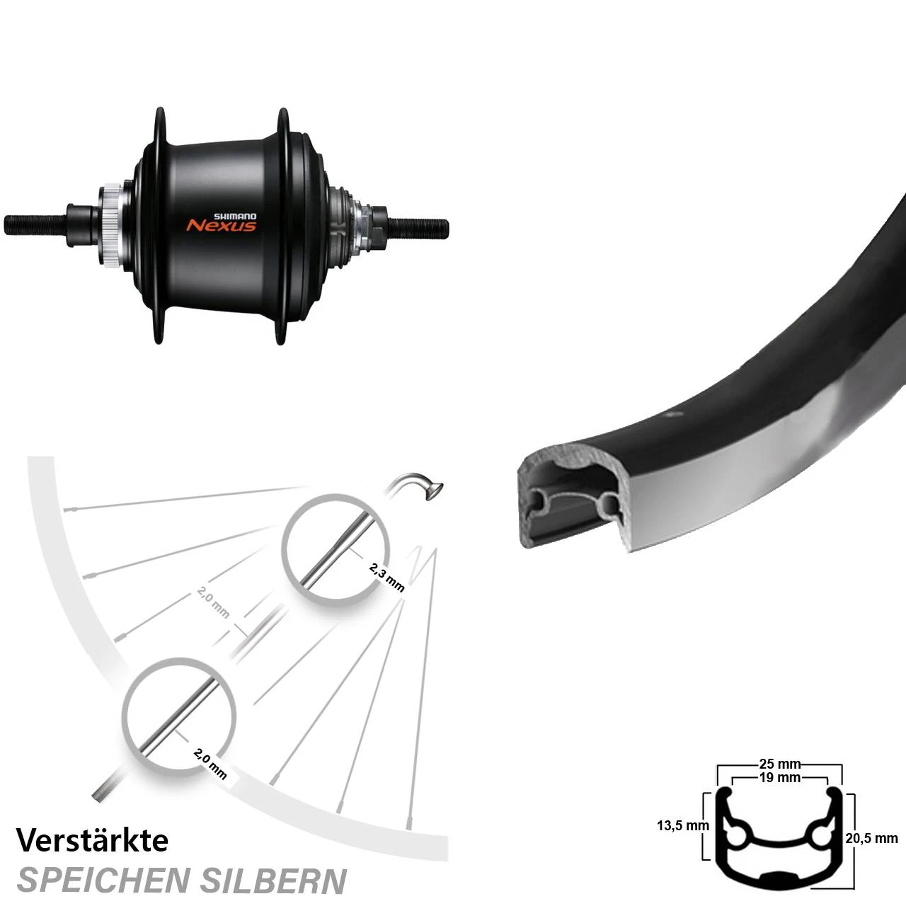 Ryde 28 Zoll Hinterrad Andra 30 Mit Shimano Centerlock Nexus 7-Gang