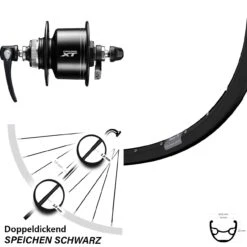 Vorderes Laufrad 29 Zoll Ryde Rival 19 Schwarz Shimano XT Nabendynamo Für Scheibenbremse