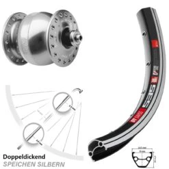 Dt-swiss Vorderrad DT Swiss 535 Mit Nabendynamo Son 28 Silber 28 Zoll