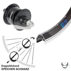Vorderrad Fahrrad 28 Zoll Exal ZX19 Shimano Nabendynamo DH3N72 Schwarz