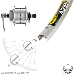 Vorderrad Fahrrad 28 Zoll Mavic A-319 Silbern Shimano Nabendynamo DH3D32
