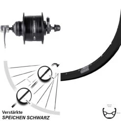 Vorderrad 29 Zoll Ryde Rival 19 Shimano Nabendynamo Schwarz